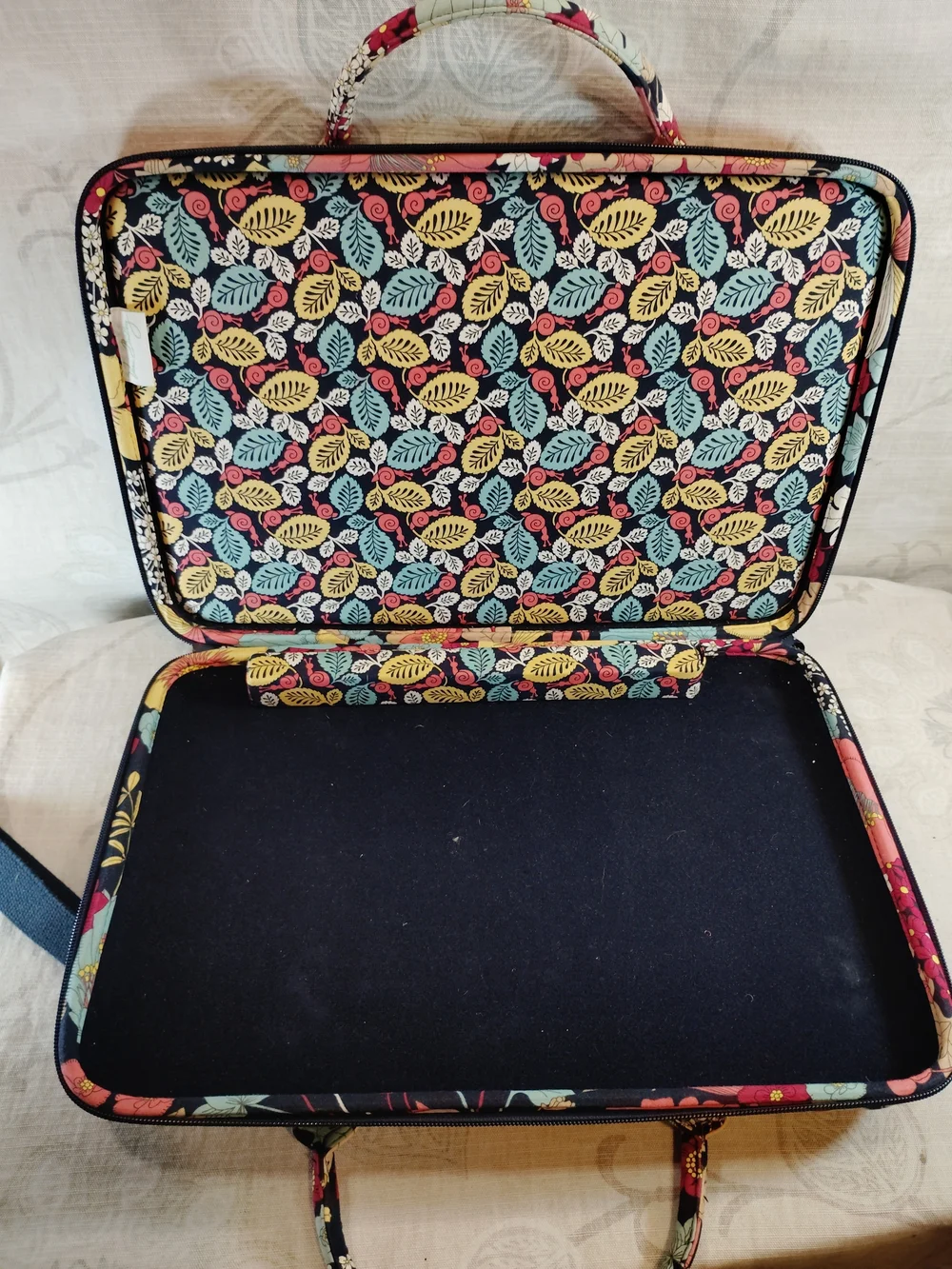 Vera Bradley Quilted Hardshell Laptop/Messenger Bag in Navy,Yellow, Red,